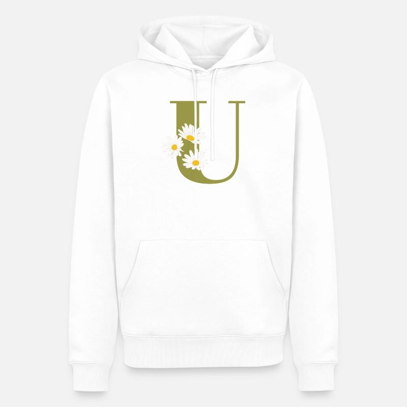 Grüne Gänseblümchen u Buchstabe - Männer Premium Bio Hoodie - Weiß
