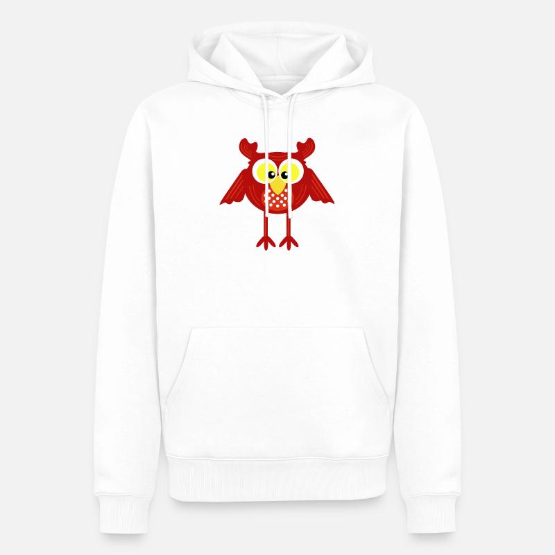 Rote Eule auf langen Beinen - Männer Premium Bio Hoodie - Weiß