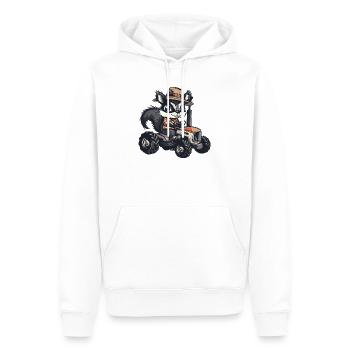 Éleveur de tracteurs moufettes - Sweat à capuche Premium bio Homme - blanc - Devant - Nico (187cm)