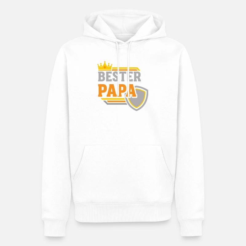 Bester Papa Krone Shield - Männer Premium Bio Hoodie - Weiß
