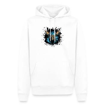 Peinture à l’aquarelle bleue tête d’orignal nordique - Sweat à capuche Premium bio Homme - blanc - Devant - Nico (187cm)