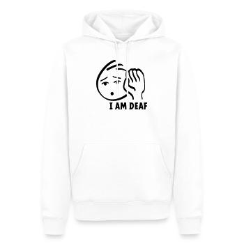 Ich bin taub, bitte schauen Sie mich an, wenn Sie sprechen. - Männer Premium Bio Hoodie - Weiß - Vorne - Nico (187cm)