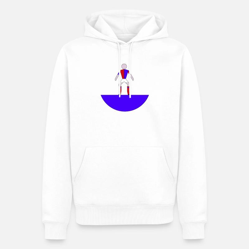 Subbuteo Geometric Hero auf Blue Arc - Männer Premium Bio Hoodie - Weiß