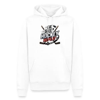 Manger Sommeil Hockey Répéter – Vie sportive des amateurs de hockey - Sweat à capuche Premium bio Homme - blanc - Devant - Nico (187cm)