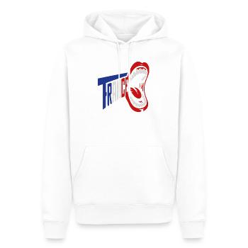 Trance Scream Retro-Typografie - Männer Premium Bio Hoodie - Weiß - Vorne - Nico (187cm)
