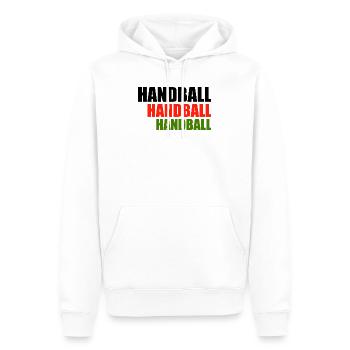 Trio de handball en lettres rouge-vert - Sweat à capuche Premium bio Homme - blanc - Devant - Nico (187cm)