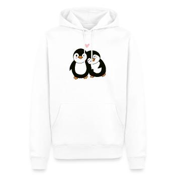 Love Penguin - Illustration d’animaux romantiques mignons - Sweat à capuche Premium bio Homme - blanc - Devant - Nico (187cm)