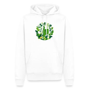 Grüner Daumen im Blattkranz Pflanzenliebe Gärtner - Männer Premium Bio Hoodie - Weiß - Vorne - Nico (187cm)