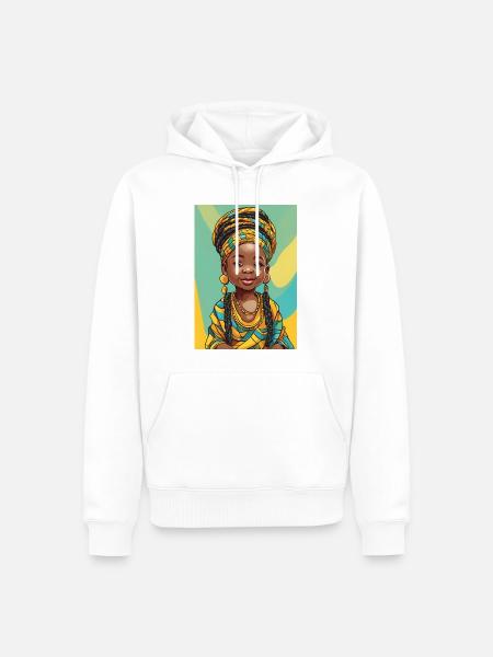 Buntes Afro-Porträtkind - Männer Premium Bio Hoodie - Weiß