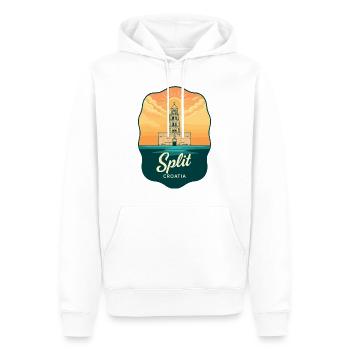 Split Diocletians Palac Vintage Travel Badge - Men’s Premium Organic Hoodie - white - Front - Nico (187cm)