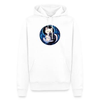 Mondkatzentrio - Männer Premium Bio Hoodie - Weiß - Vorne - Nico (187cm)