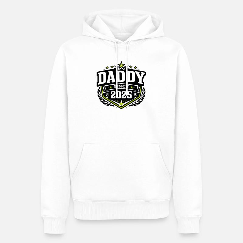 Papa depuis 2025 – Proud Dad Design - Sweat à capuche Premium bio Homme - blanc