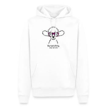 Kurzsichtig. Aber mit Stil. - Männer Premium Bio Hoodie - Weiß - Vorne - Nico (187cm)