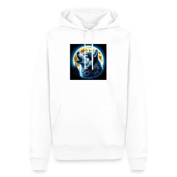 Wolf heult zum Vollmond - Männer Premium Bio Hoodie - Weiß - Vorne - Nico (187cm)