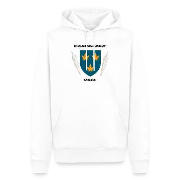Weedbaden 0611 – Wiesbaden Cannabis Wappen Design - Sweat à capuche Premium bio Homme - blanc - Devant - Nico (187cm)