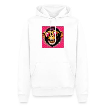 Singe chimpanzé - Sweat à capuche Premium bio Homme - blanc - Devant - Nico (187cm)