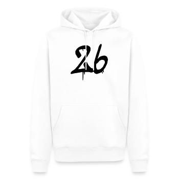 26 - Men’s Premium Organic Hoodie - white - Front - Nico (187cm)