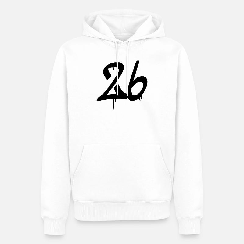 26 - Sweat à capuche Premium bio Homme - blanc