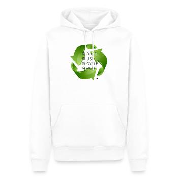 Illustration des trois flèches vertes de recyclage - Sweat à capuche Premium bio Homme - blanc - Devant - Nico (187cm)