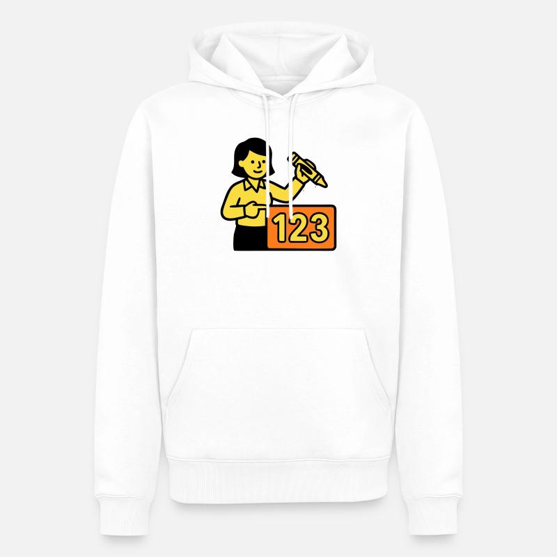 Lehrerin Mathe 123 Schule - Männer Premium Bio Hoodie - Weiß