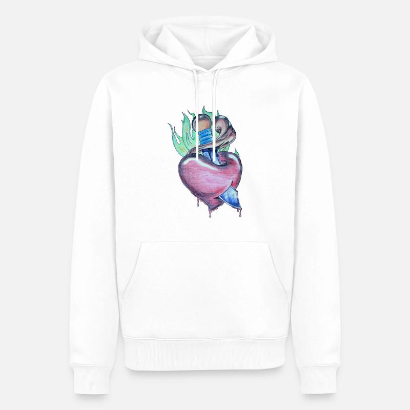 Loderndes Herz - Männer Premium Bio Hoodie - Weiß
