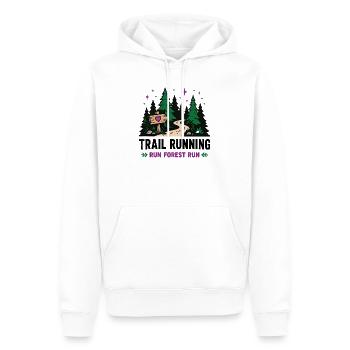 Course en sentier - Run Forest Run - Sweat à capuche Premium bio Homme - blanc - Devant - Nico (187cm)