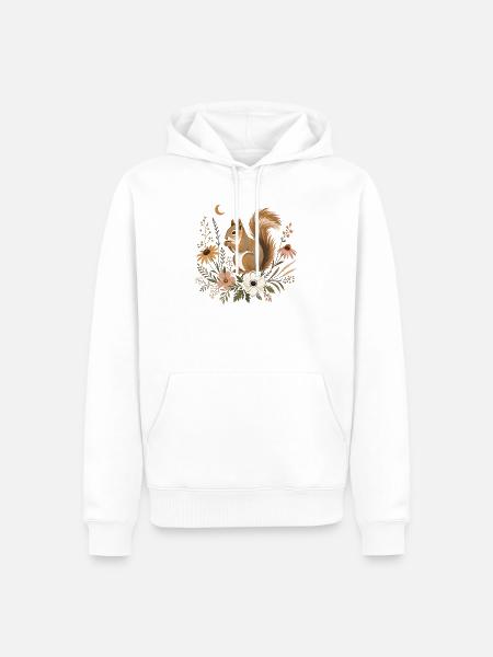 Eichhörnchen Floral - Männer Premium Bio Hoodie - Weiß