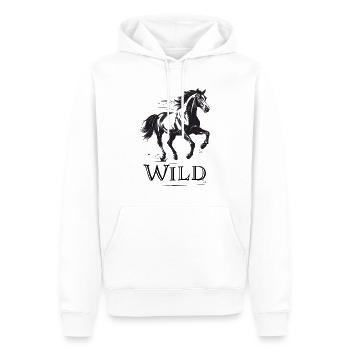 Wildes Pferd im Schwarzweiß - Männer Premium Bio Hoodie - Weiß - Vorne - Nico (187cm)
