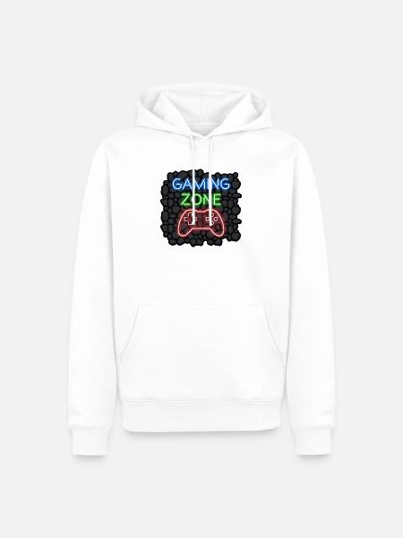 Gaming Zone Design für Gamer Zocker - Männer Premium Bio Hoodie - Weiß