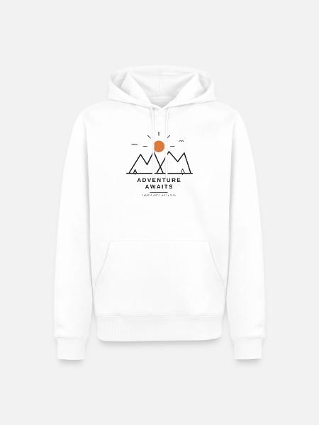 Adventure Awaits - Männer Premium Bio Hoodie - Weiß