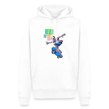 Oldschool Skater – Never too old - Männer Premium Bio Hoodie - Weiß - Vorne - Nico (187cm)
