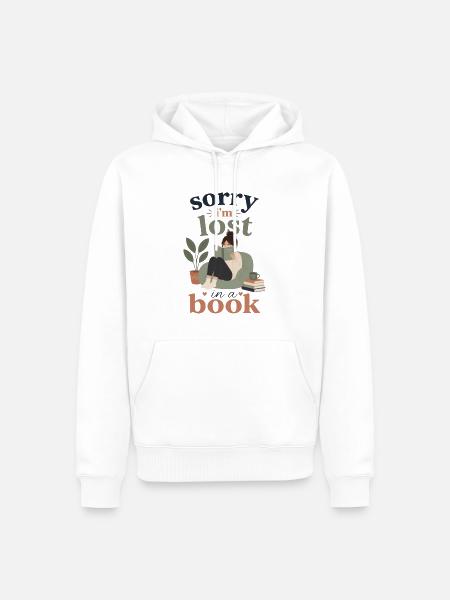 Verloren im Buch – Kuschellese - Männer Premium Bio Hoodie - Weiß