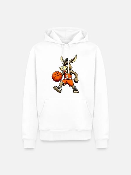 Basketball Esel Actionlook - Männer Premium Bio Hoodie - Weiß