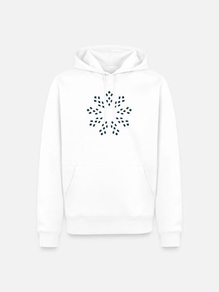 Dunkelblaue Geometrische Schneeflocke - Männer Premium Bio Hoodie - Weiß