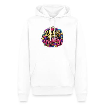 Du bist genau richtig: bunte Typo - Männer Premium Bio Hoodie - Weiß - Vorne - Nico (187cm)