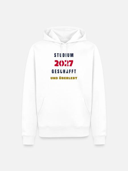 Studium 2027 geschafft und überlebt Abschluss - Männer Premium Bio Hoodie - Weiß