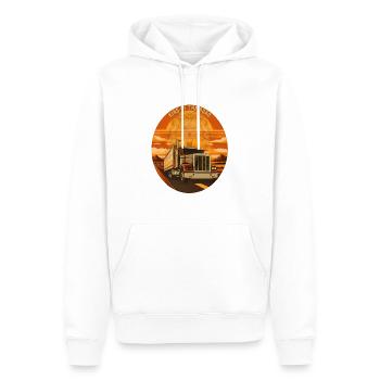 King Of The Road Lion Trucker Emblem - Männer Premium Bio Hoodie - Weiß - Vorne - Nico (187cm)
