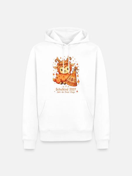 Endlich Schulkind 2027 Feuer Ziege - Männer Premium Bio Hoodie - Weiß