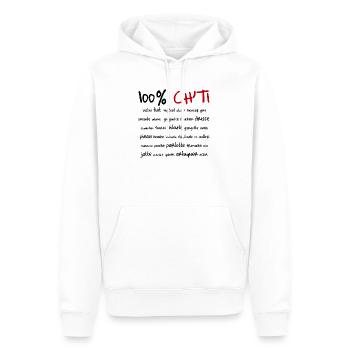100% Ch'ti - Sweat à capuche Premium bio Homme - blanc - Devant - Nico (187cm)