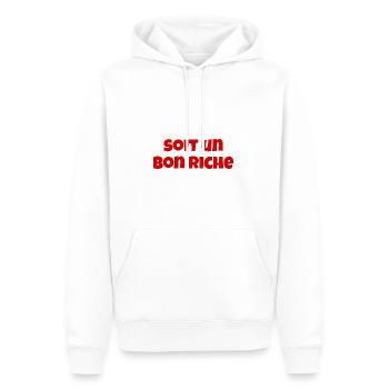 Soit un bon riche - Sweat à capuche Premium bio Homme - blanc - Devant - Nico (187cm)