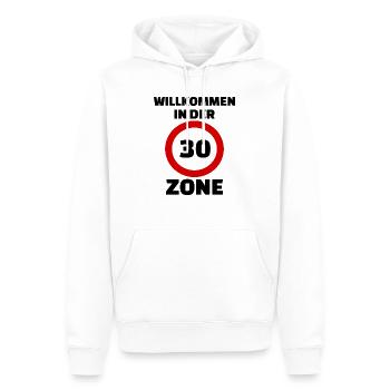 Bienvenue à l'anniversaire de la zone des 30 ' - Sweat à capuche Premium bio Homme - blanc - Devant - Nico (187cm)