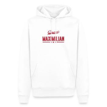 Maximilian T-Shirt Name First Name Child Gift - Men’s Premium Organic Hoodie - white - Front - Nico (187cm)