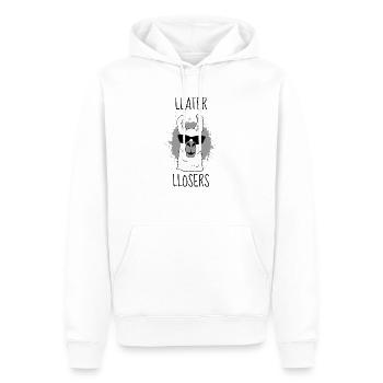 lama - Sweat à capuche Premium bio Homme - blanc - Devant - Nico (187cm)
