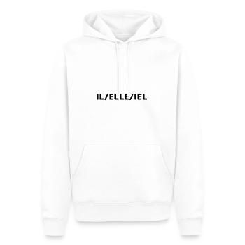 il/elle/iel - Sweat à capuche Premium bio Homme - blanc - Devant - Nico (187cm)