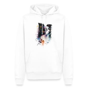 Border Collie - Men’s Premium Organic Hoodie - white - Front - Nico (187cm)