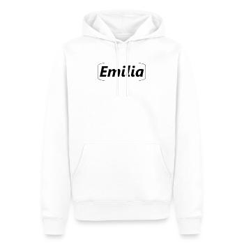 Personalisierte Emilia Namensgrafik - Männer Premium Bio Hoodie - Weiß - Vorne - Nico (187cm)