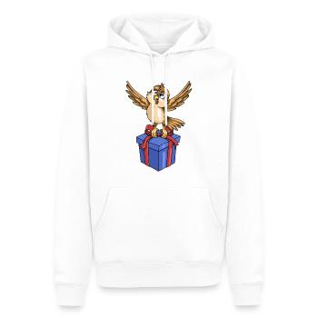 Funny bird with gift - Men’s Premium Organic Hoodie - white - Front - Nico (187cm)