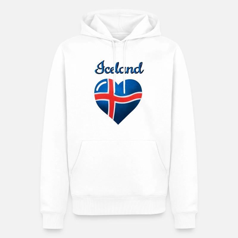 Le drapeau de l’Islande - Sweat à capuche Premium bio Homme - blanc