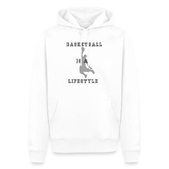 Basketball is a Lifestyle - grey - Männer Premium Bio Hoodie - Weiß - Vorne - Nico (187cm)
