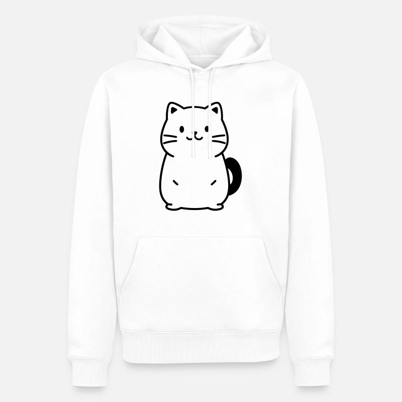 chat - Sweat à capuche Premium bio Homme - blanc
